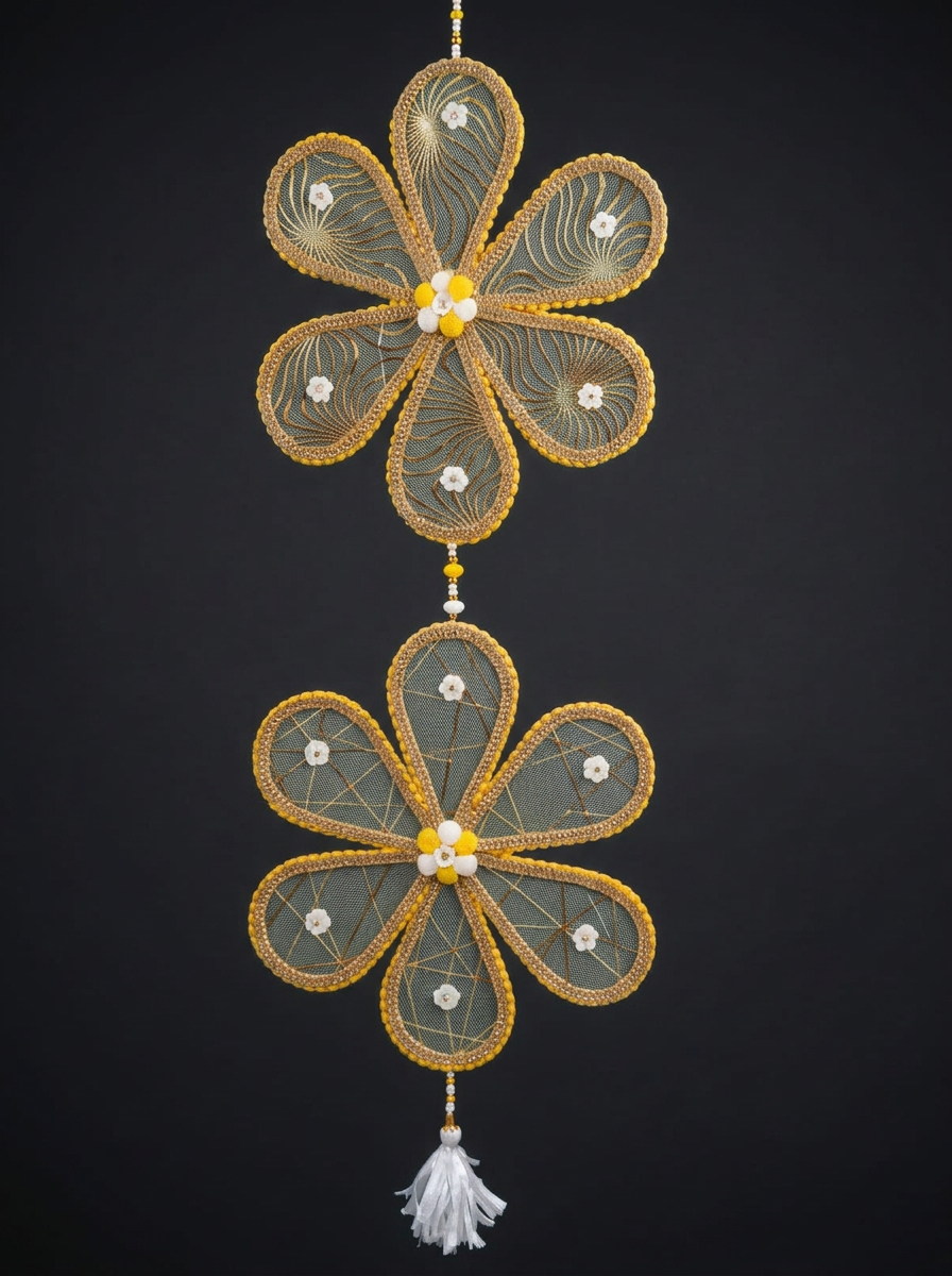 Gota Petal Flower Latkan in Lemon & Gold