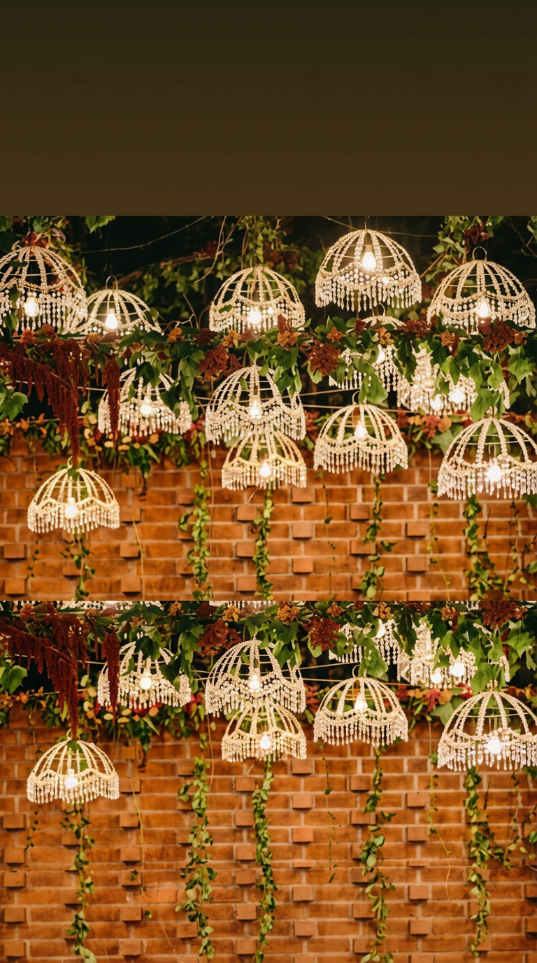 Ivory Beaded Dome Chandelier Cluster