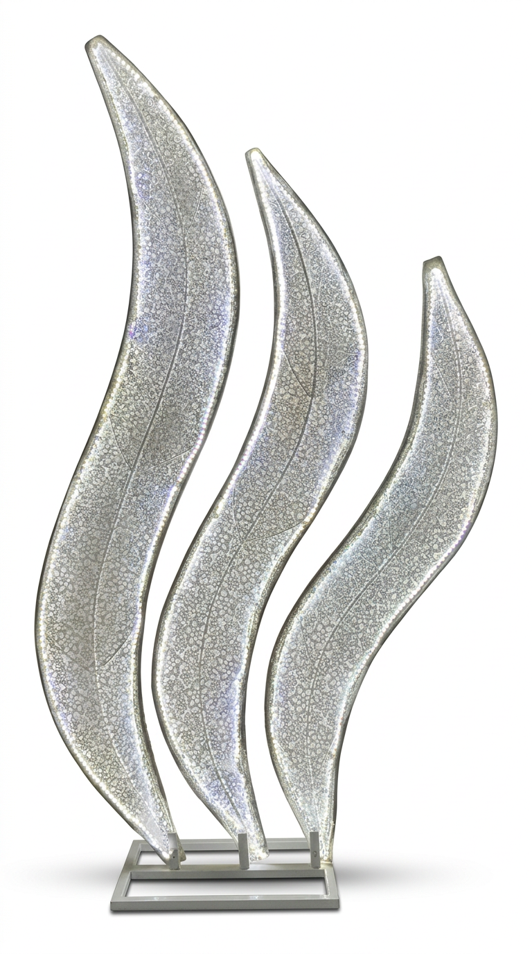 Silver LED Wavy Leaf Panel Trio