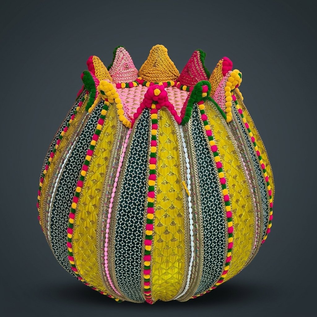 Embellished Fabric Floor Pouf