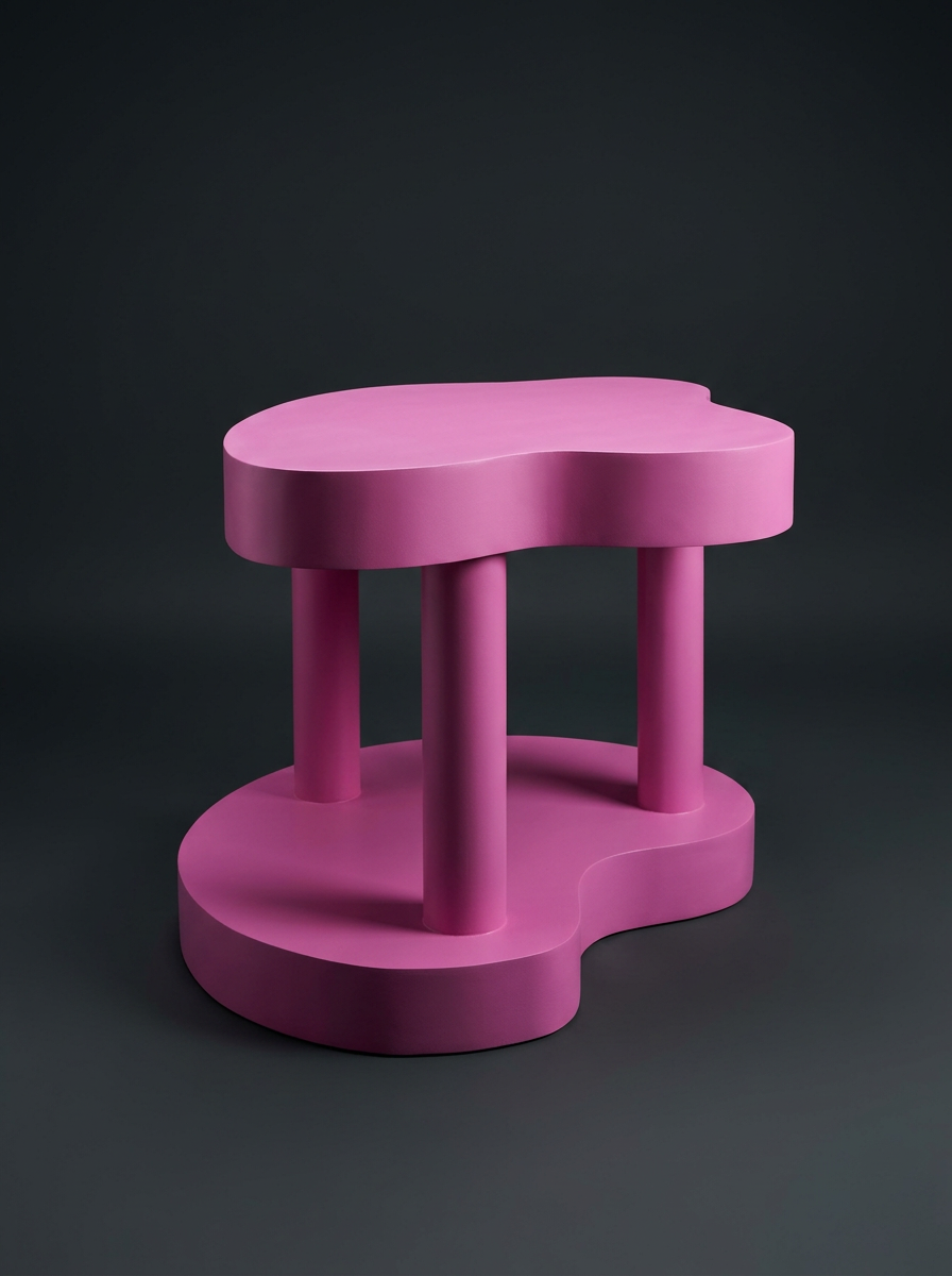 Cloud Pedestal Table in Fuchsia