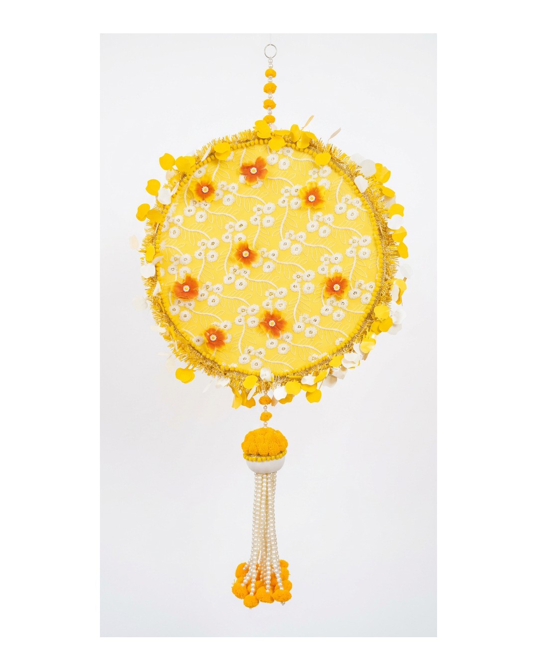 Yellow Floral Pearl Tassel Hanging