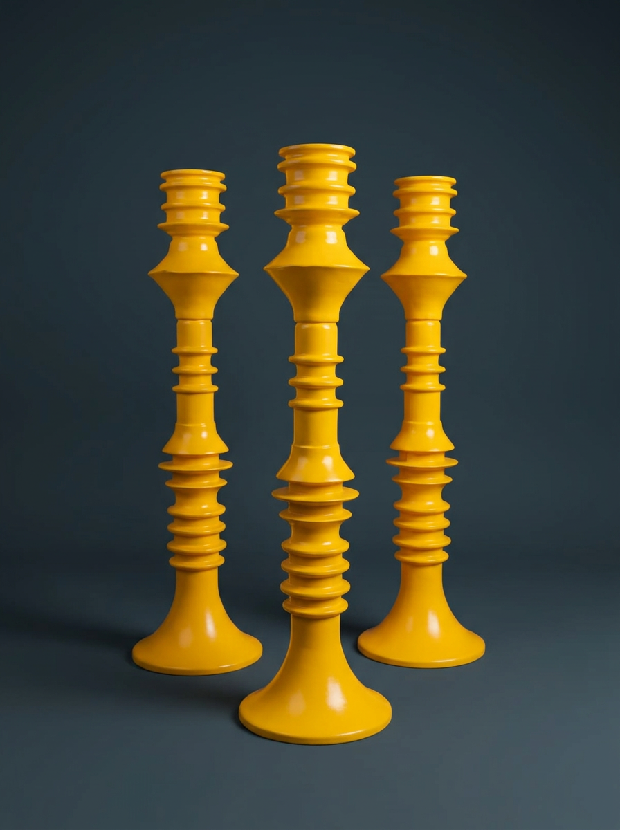 Ringed Column Stand in Marigold Yellow