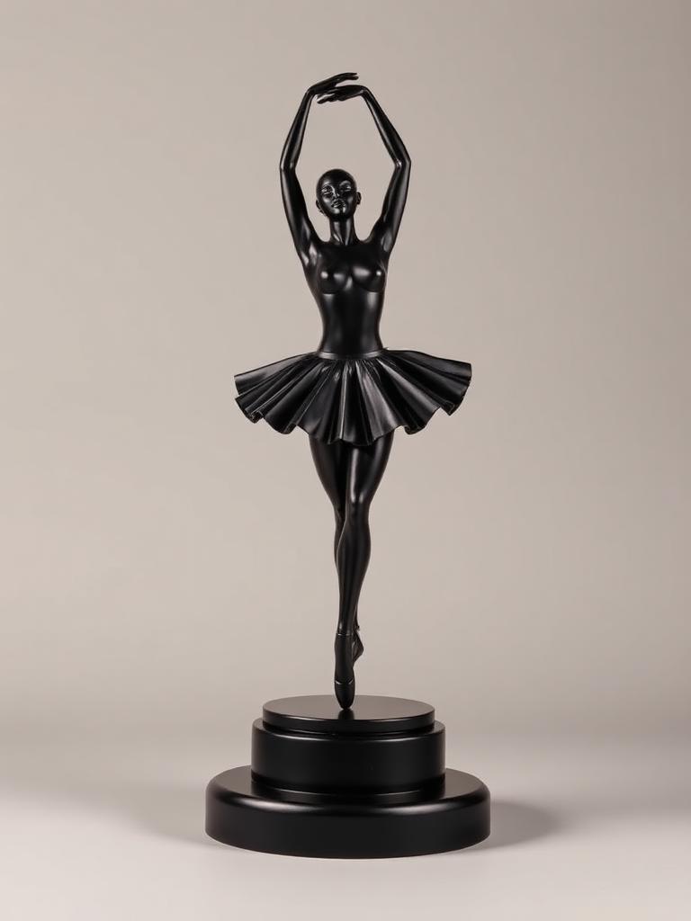 Ballerina Sculpture in Gloss Black