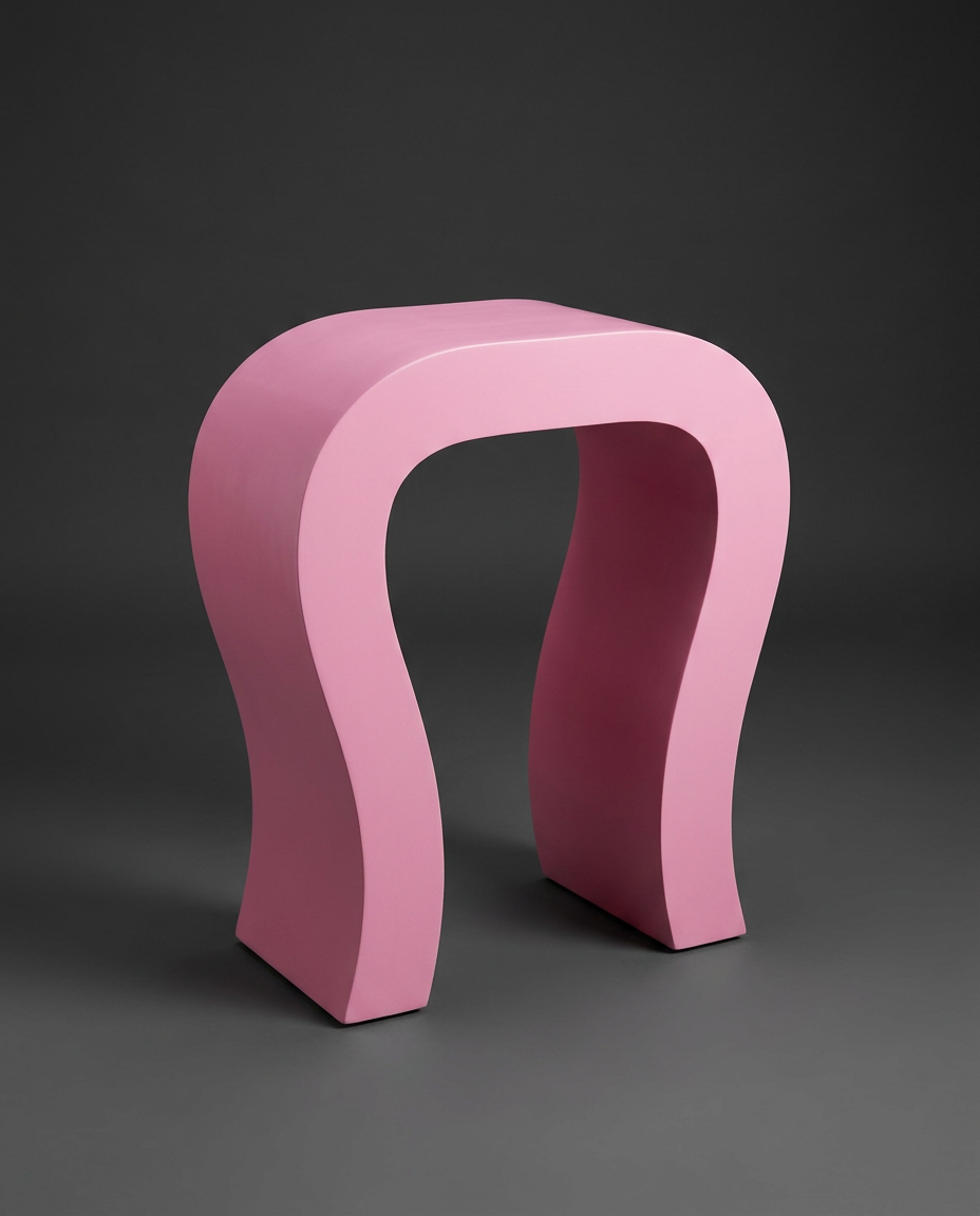 Curved Arch Side Table in Blush Pink