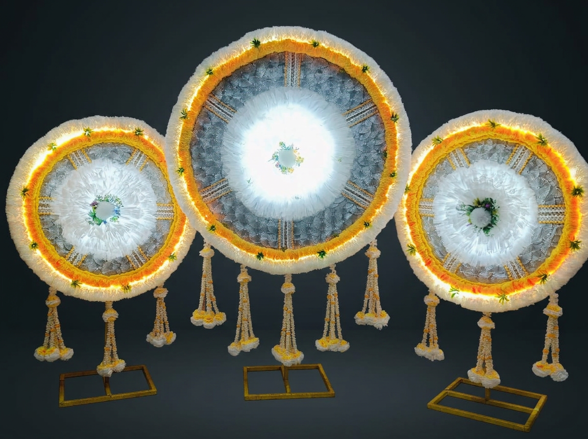 Lit Ring Backdrop Set in Ivory & Marigold
