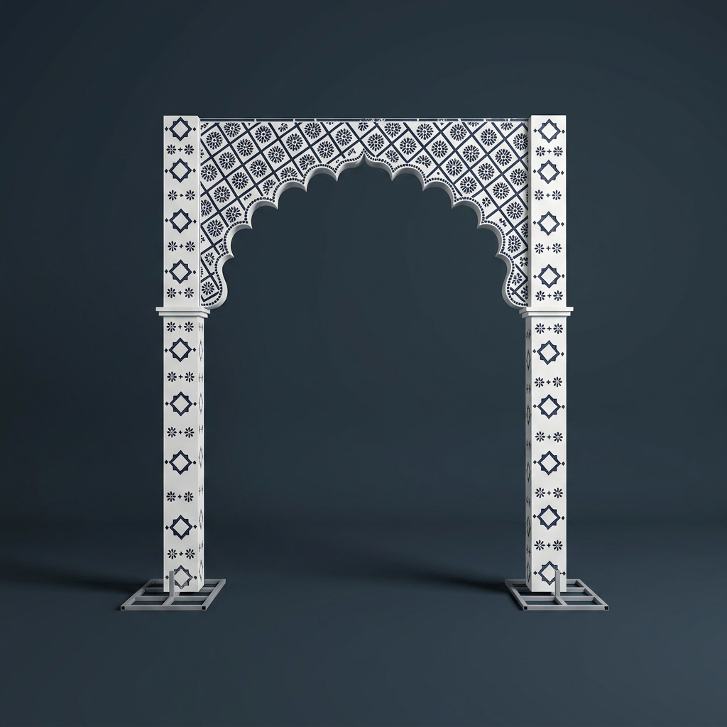 Mughal Motif Gate in White & Indigo
