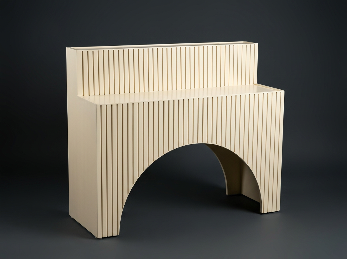 Reeded Arch Bar Console in Ivory Cream