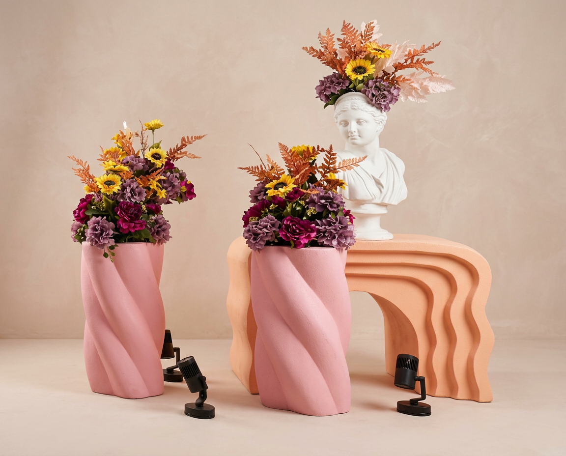 Product Pink Swirl Pedestals Styled
