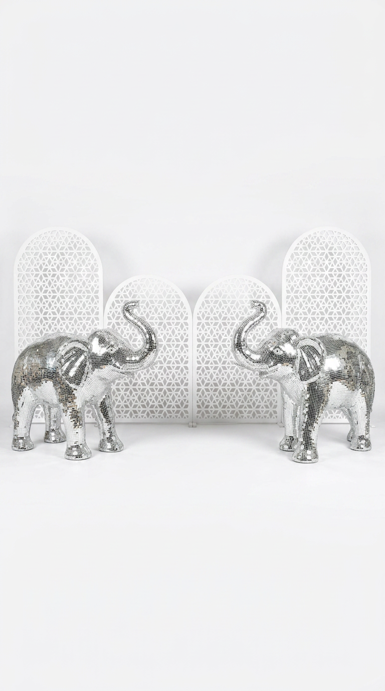 Mirror Elephant Jaali Backdrop Set