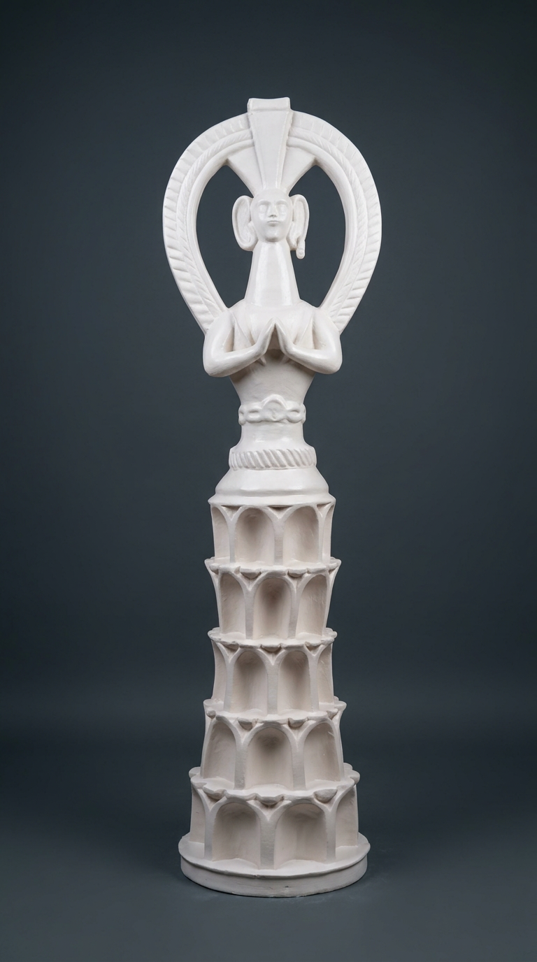 Meditating Deity Pillar Statue