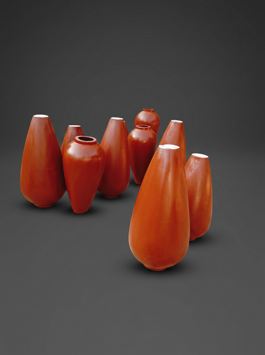 Teardrop Floor Vases in Gloss Orange
