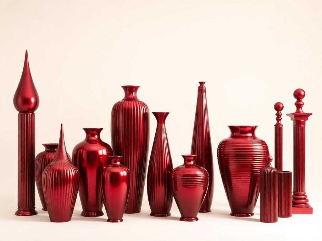 Crimson Vase Installation in Metallic Crimson