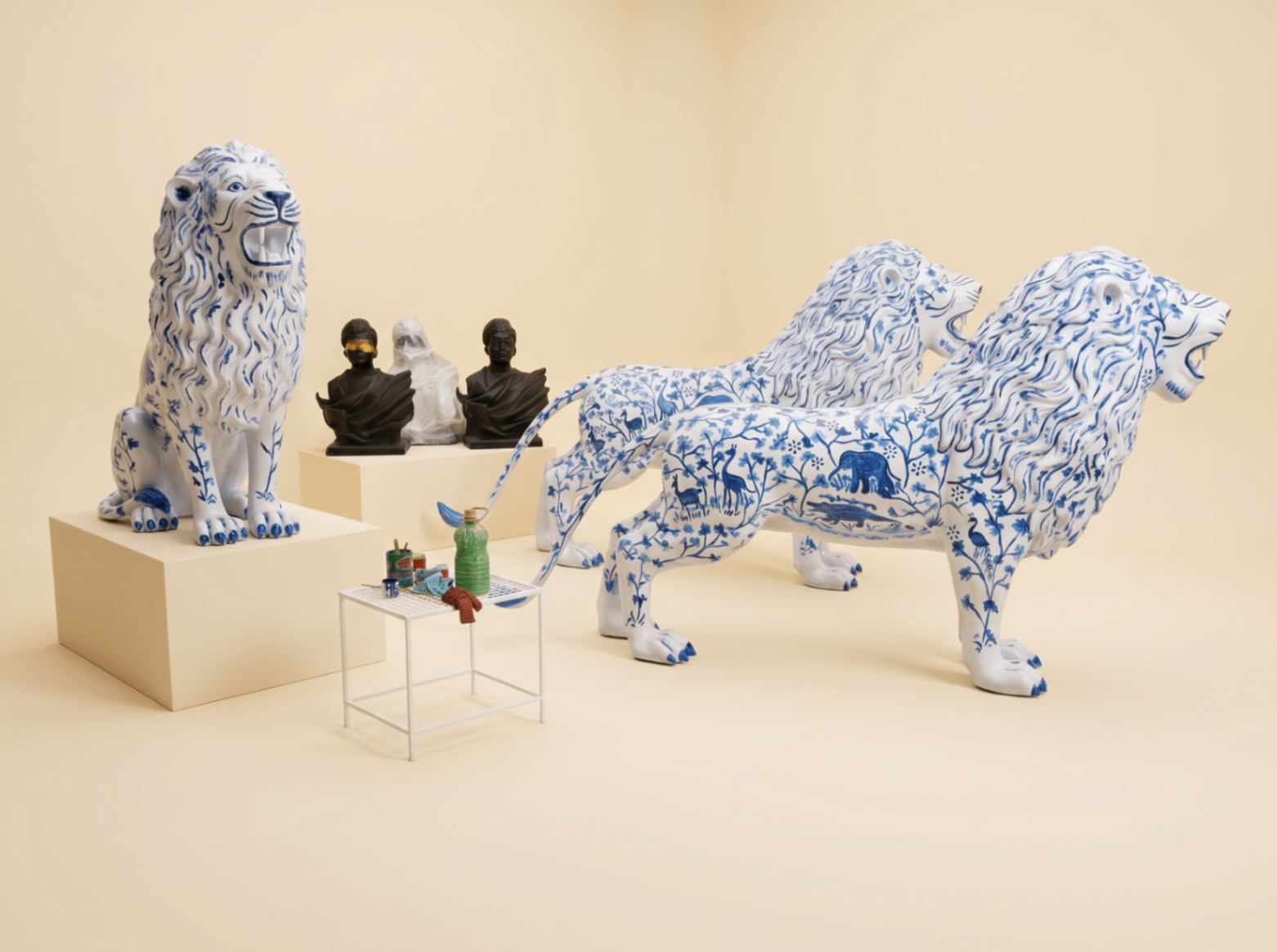 Product Blue Floral Lions