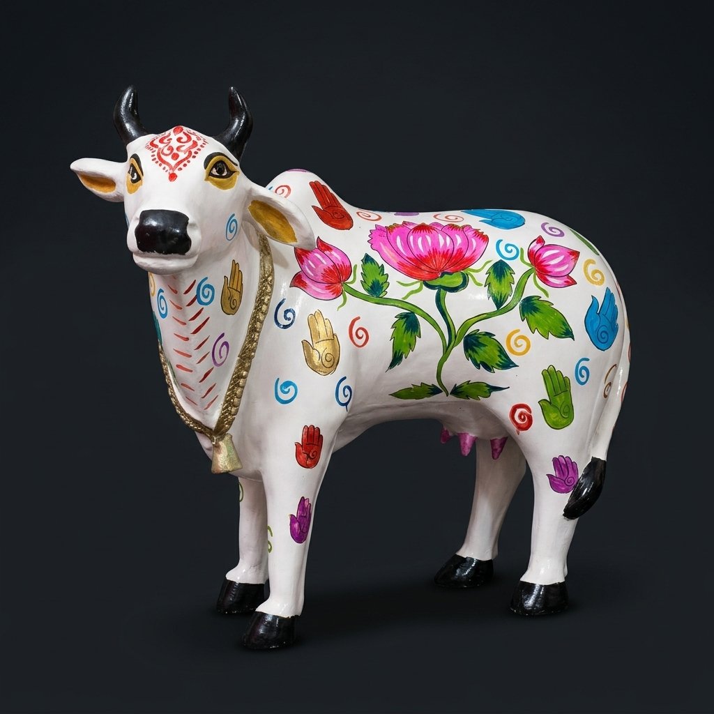 Hand-Painted Nandi Cow Statue
