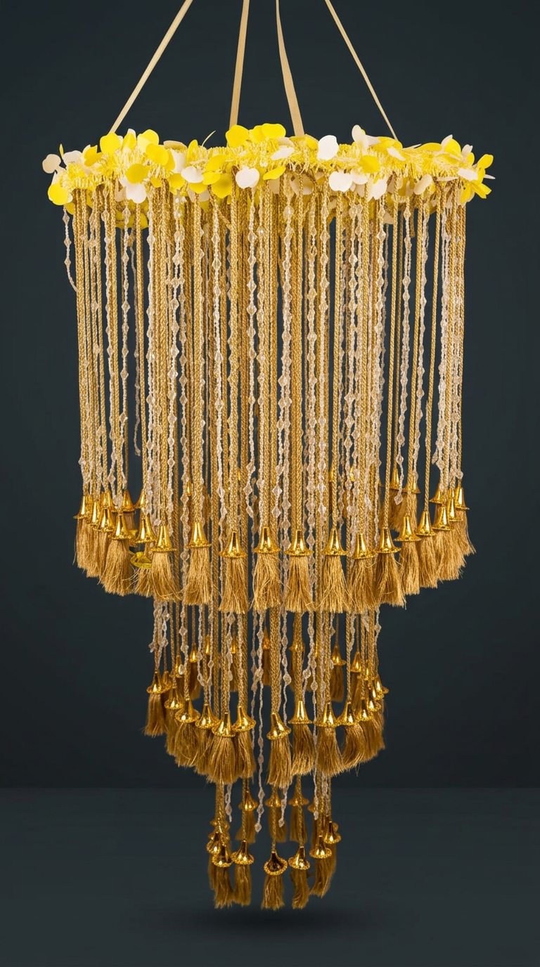 Gold Tassel Jhoomar in Antique Gold & Lemon
