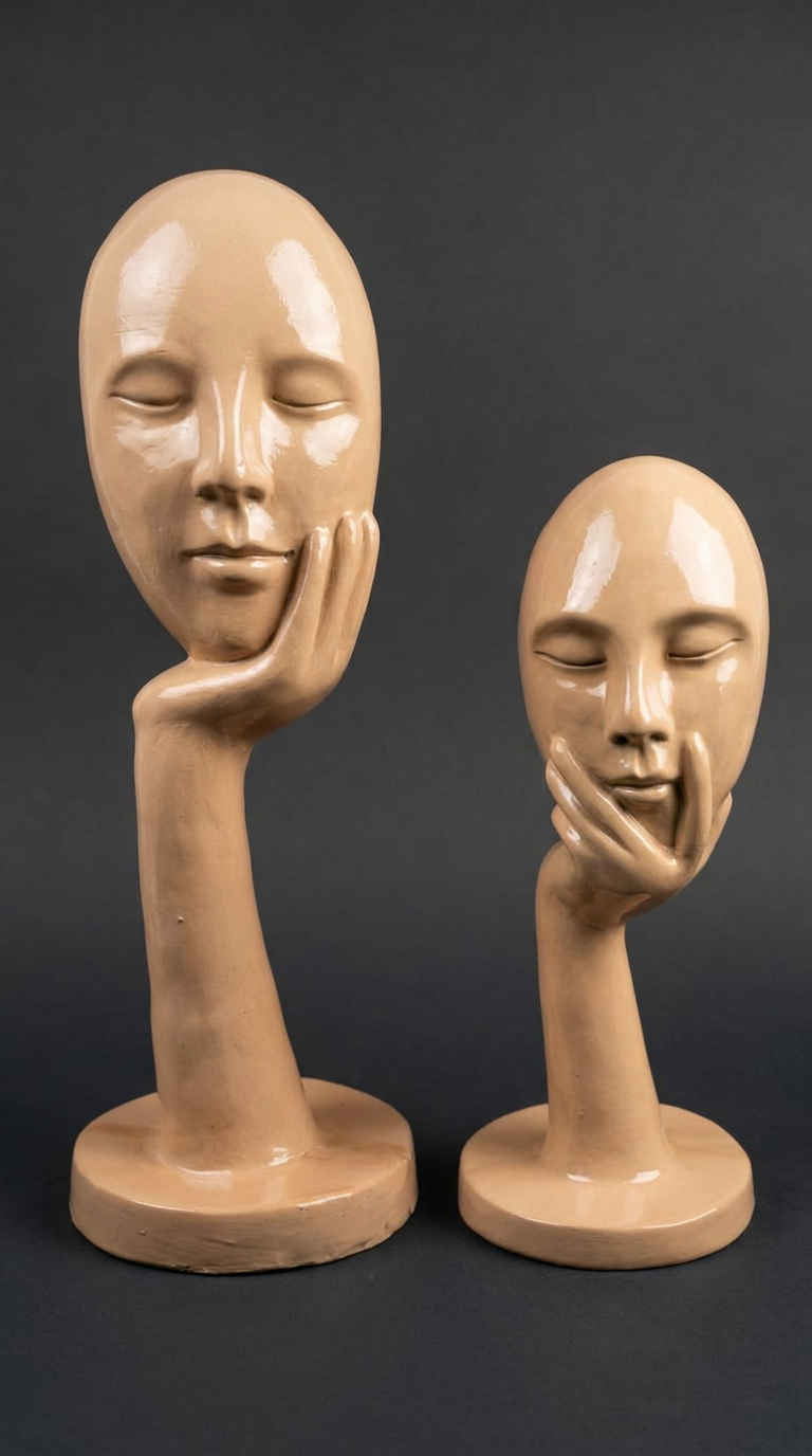 Beige Resting Face Bust Pair — MD 1030