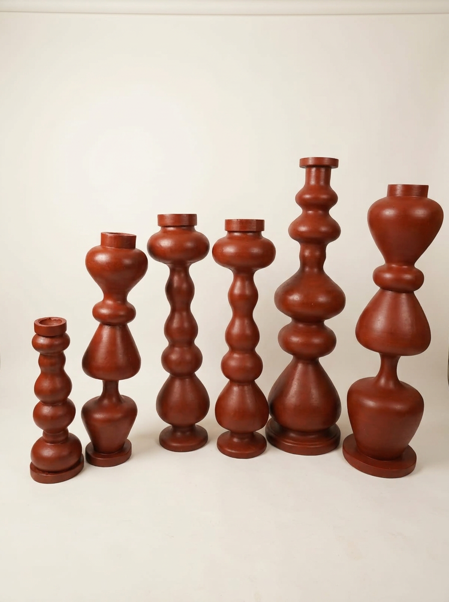 Rust Curved Pillar Stand Set