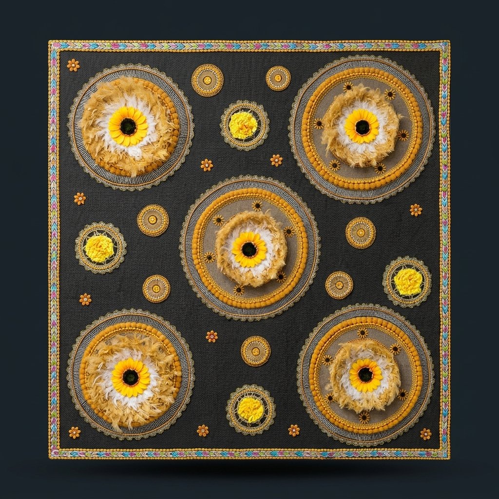 Sunflower Mandala Textile Art