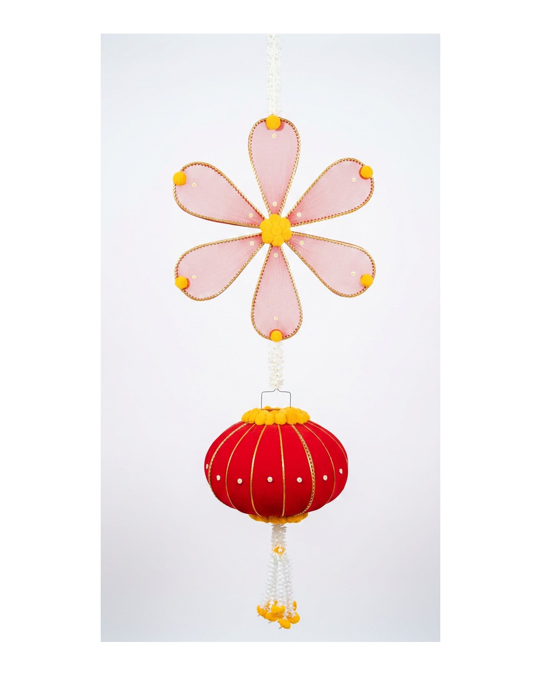 Pink Flower Red Lantern Hanging
