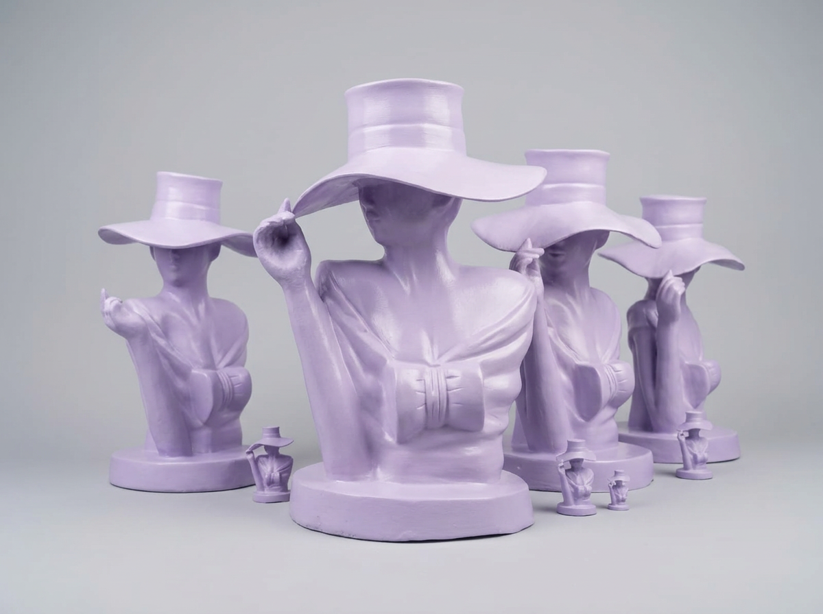Hat Lady Busts in Lilac Matte