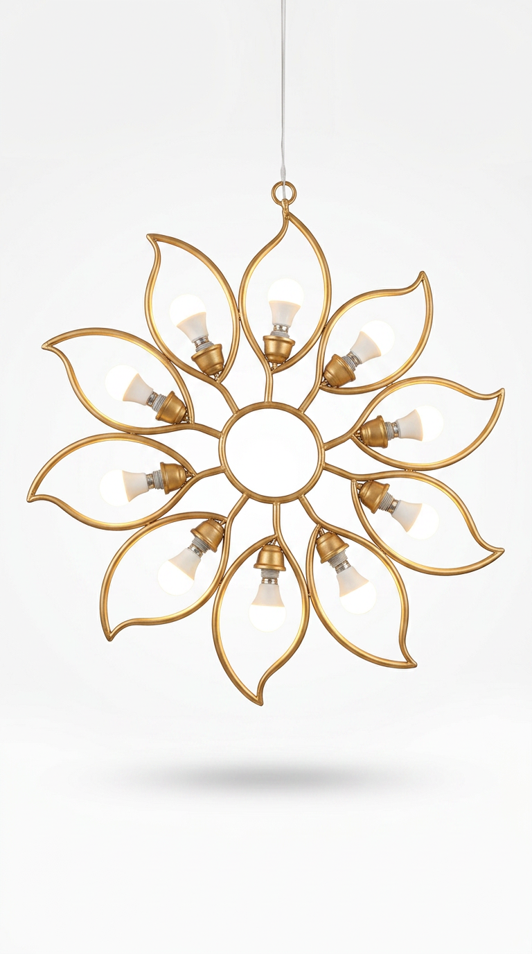 Gold Lotus Petal Wheel Chandelier