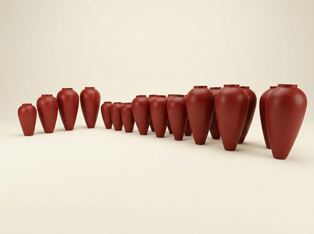 Tapered Urn Collection in Deep Vermilion