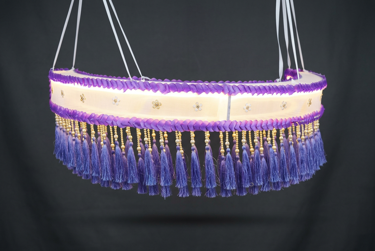 Tassel Ring Light in Violet & Ivory