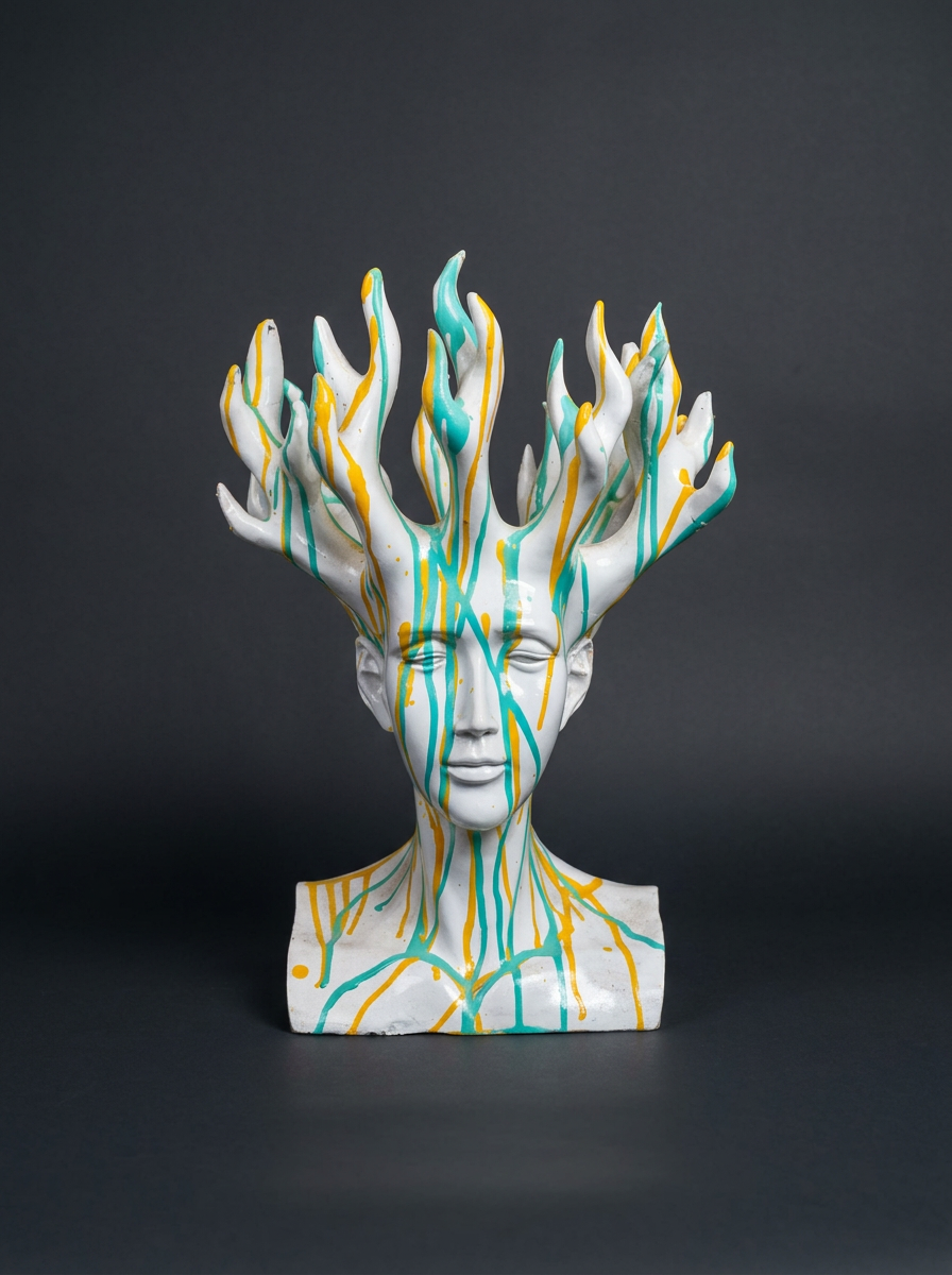 Tree-Branch Hair Face Bust — Art Drip
