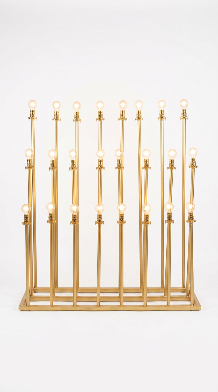 Grand Multi-Bulb Gold Candelabra Wall