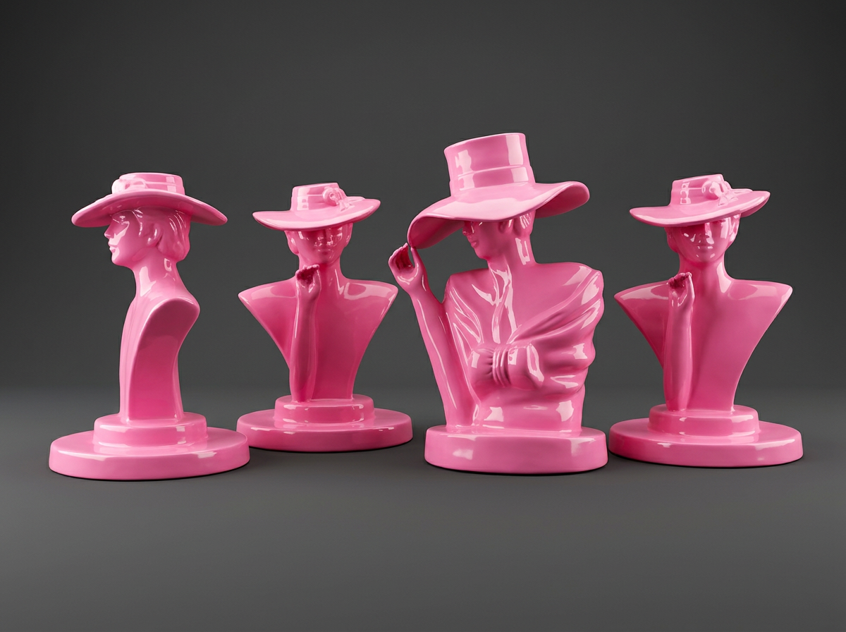 Hat Lady Busts in Gloss Pink