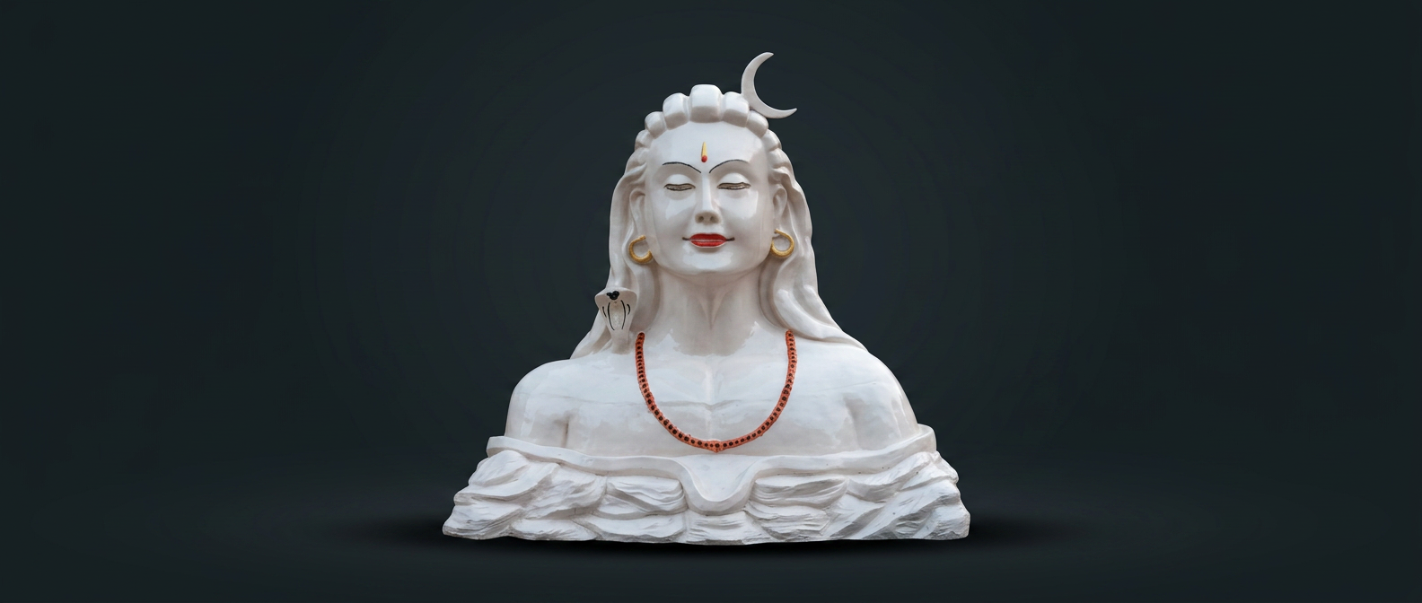 White Adiyogi Shiva Bust Statue