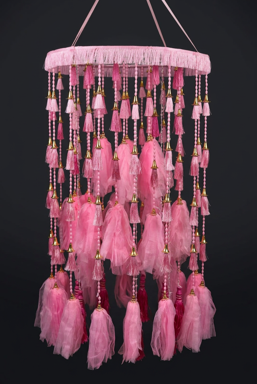 Pink Bell Jhoomar in Rose & Gold