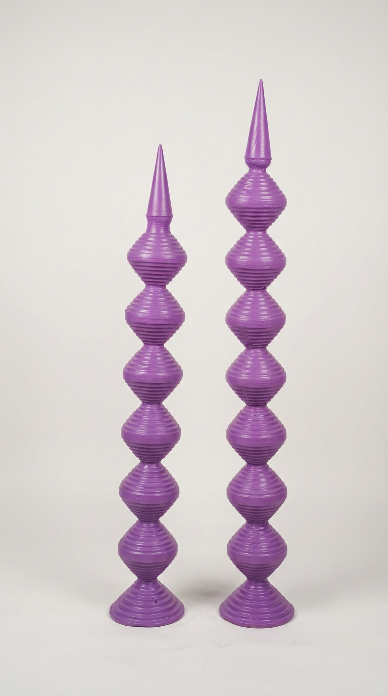 Purple Ribbed Spire Pillar Pair