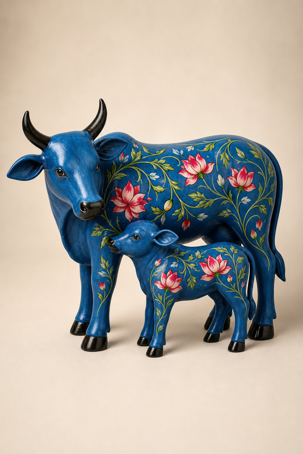 Product Cow Calf Floral Blue