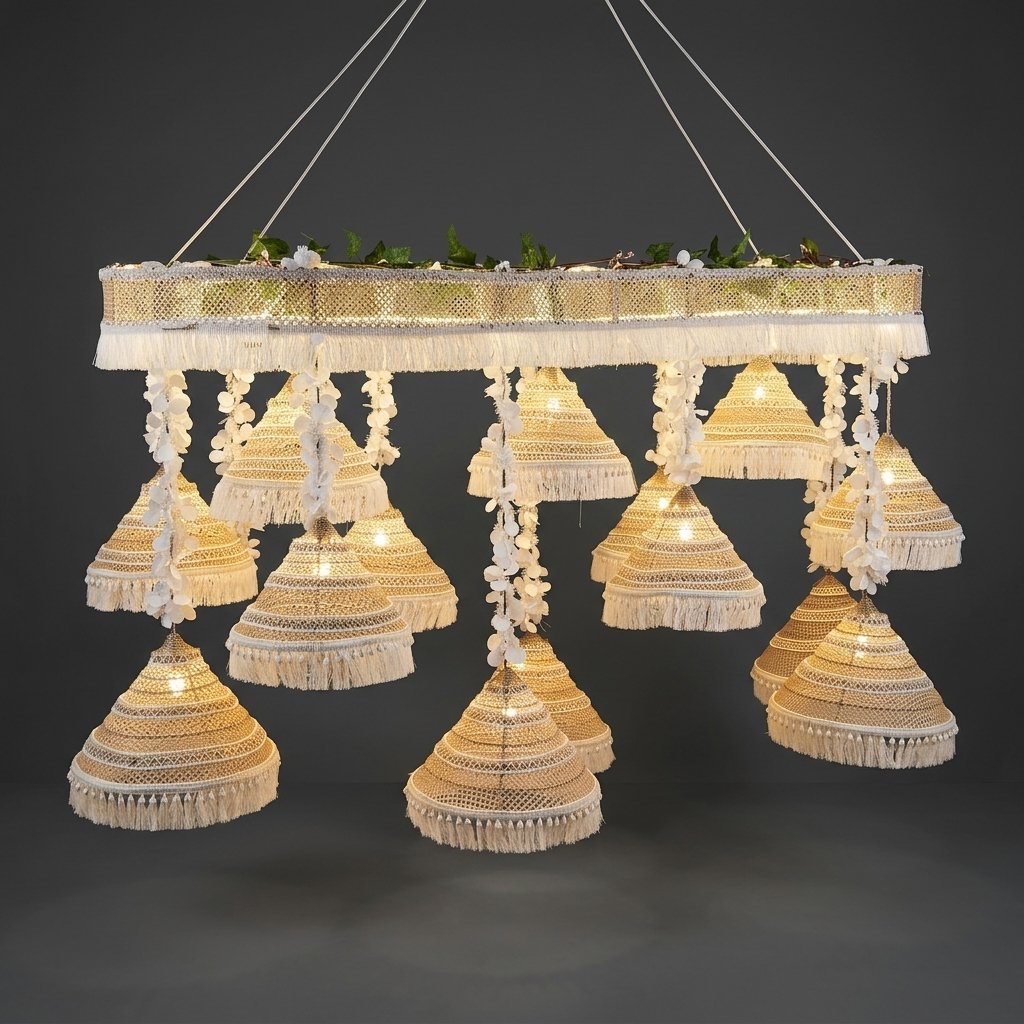 Bohemian Multi-Tier Rattan Chandelier