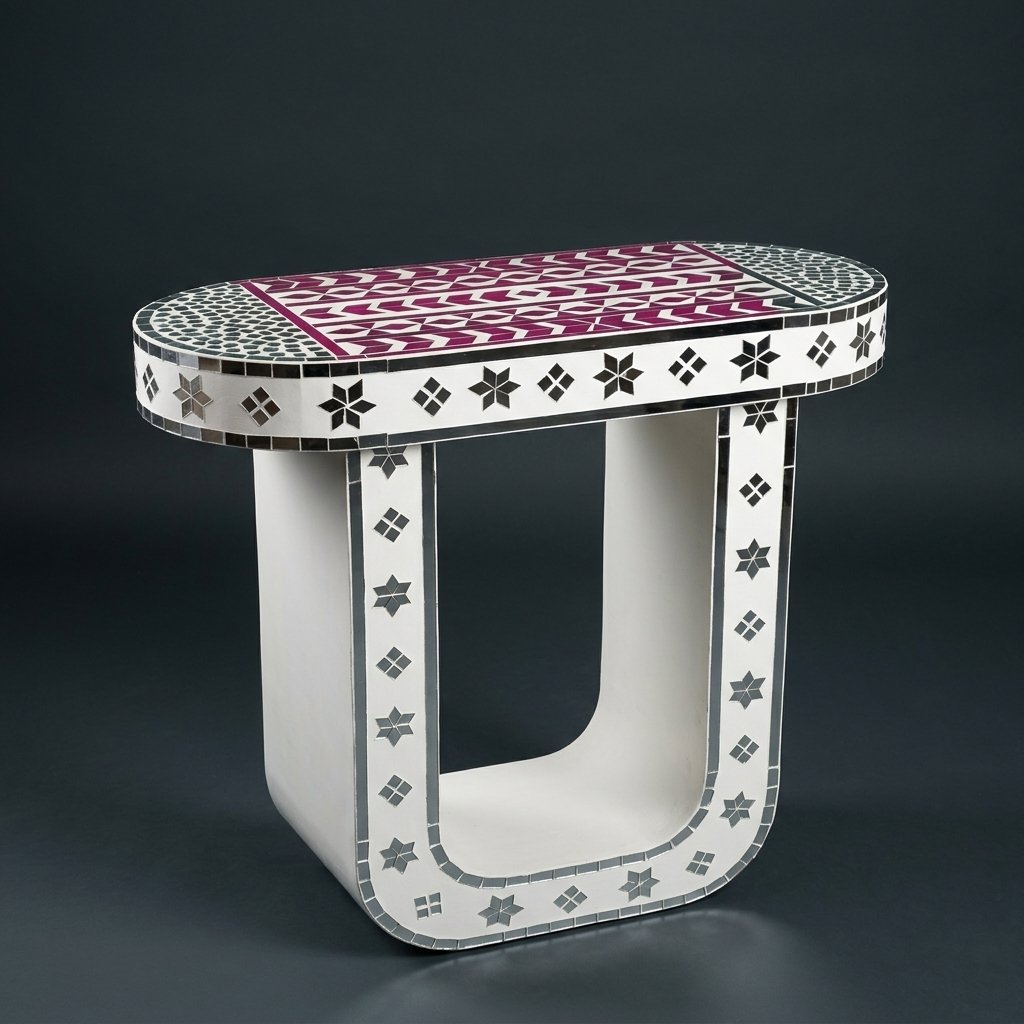 Mosaic U-Shaped Console Table