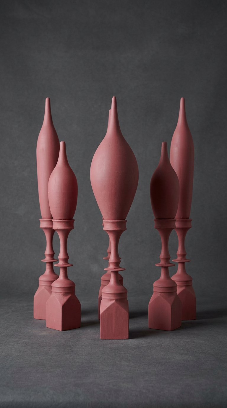 Rose Terracotta Finial Pillar Set