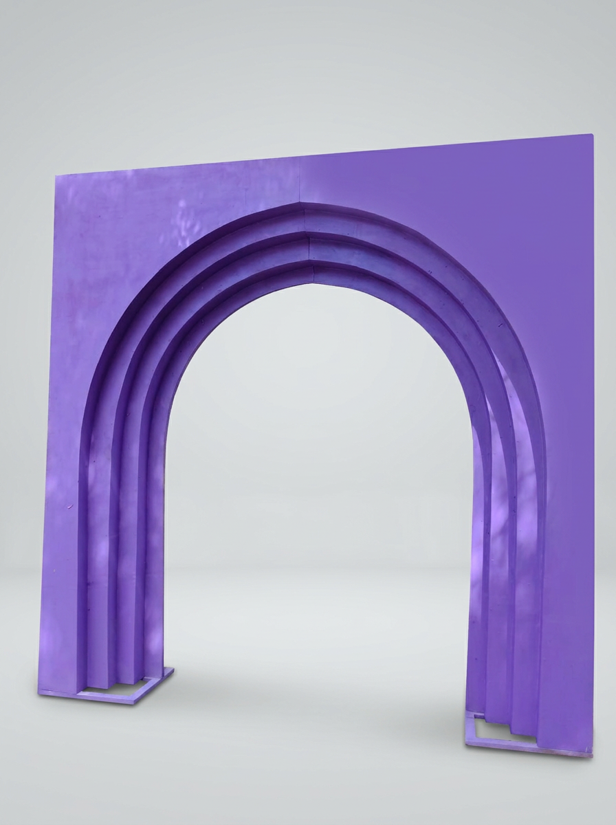Violet Layered Arch Panel Wooden Gate