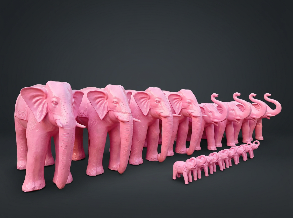 Elephant Herd in Blush Pink