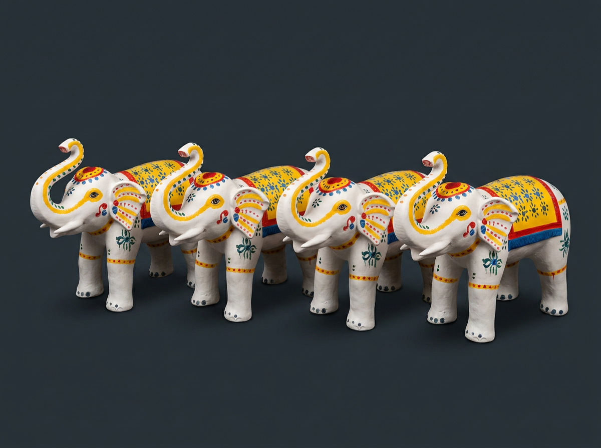 Saffron Elephant Row in Ivory & Marigold