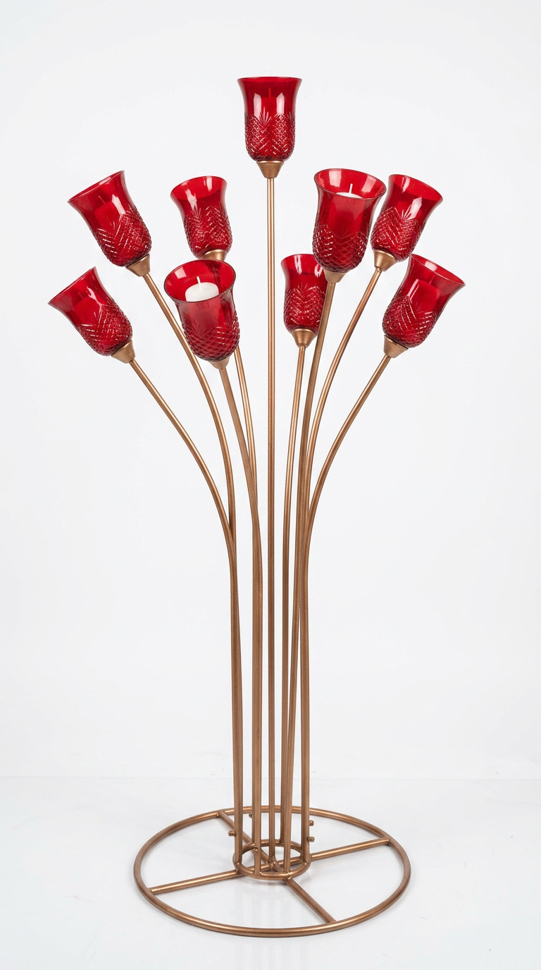 Red Tulip Bouquet Candle Stand