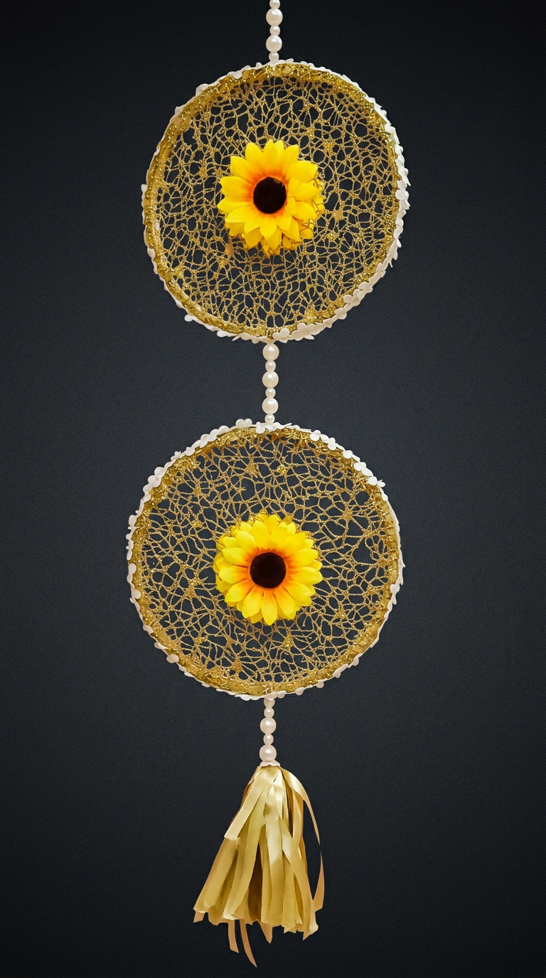 Sunflower Web Disc in Gold & Lemon