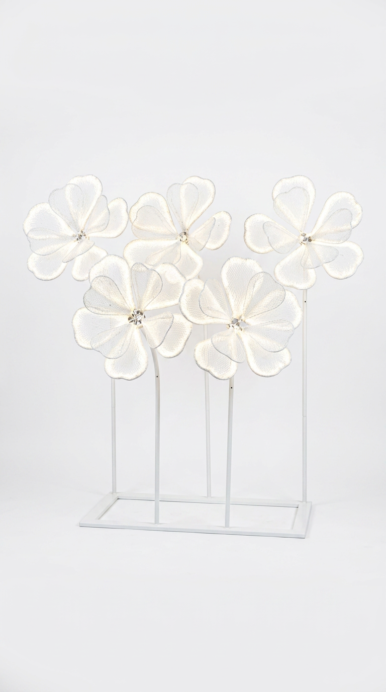 White LED Mesh Flower Stand