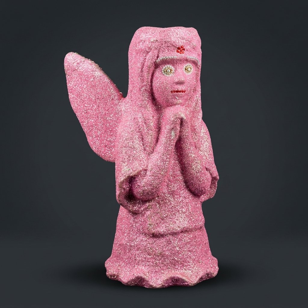 Glittery Pink Angel Statue