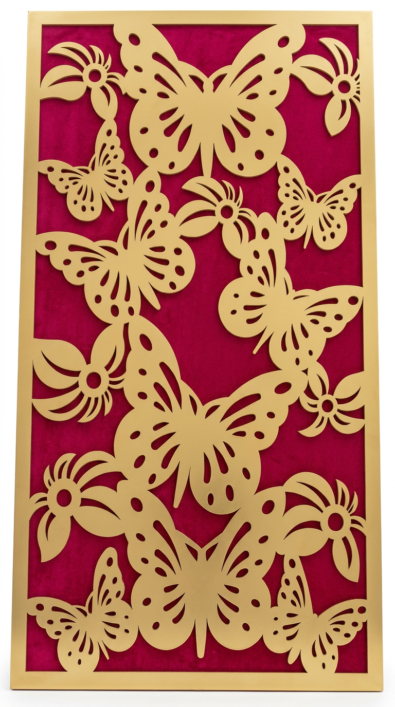 Gold Butterfly Jaali Velvet Panel