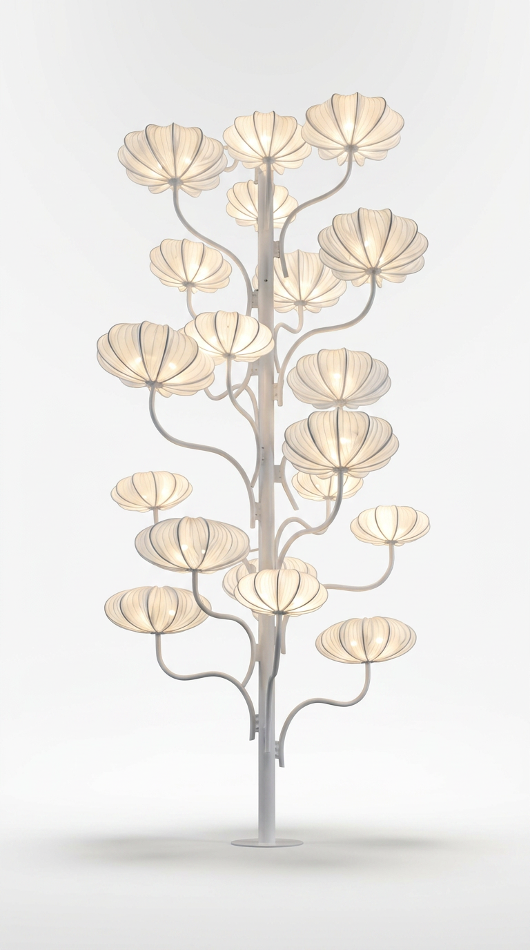 White Illuminated Lotus Blossom Tree