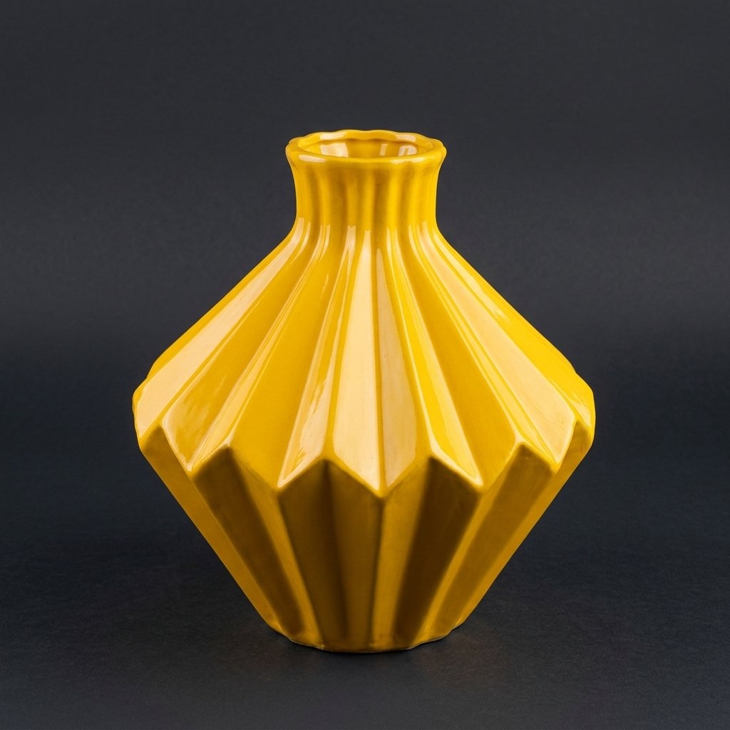 Yellow Origami Ceramic Vase