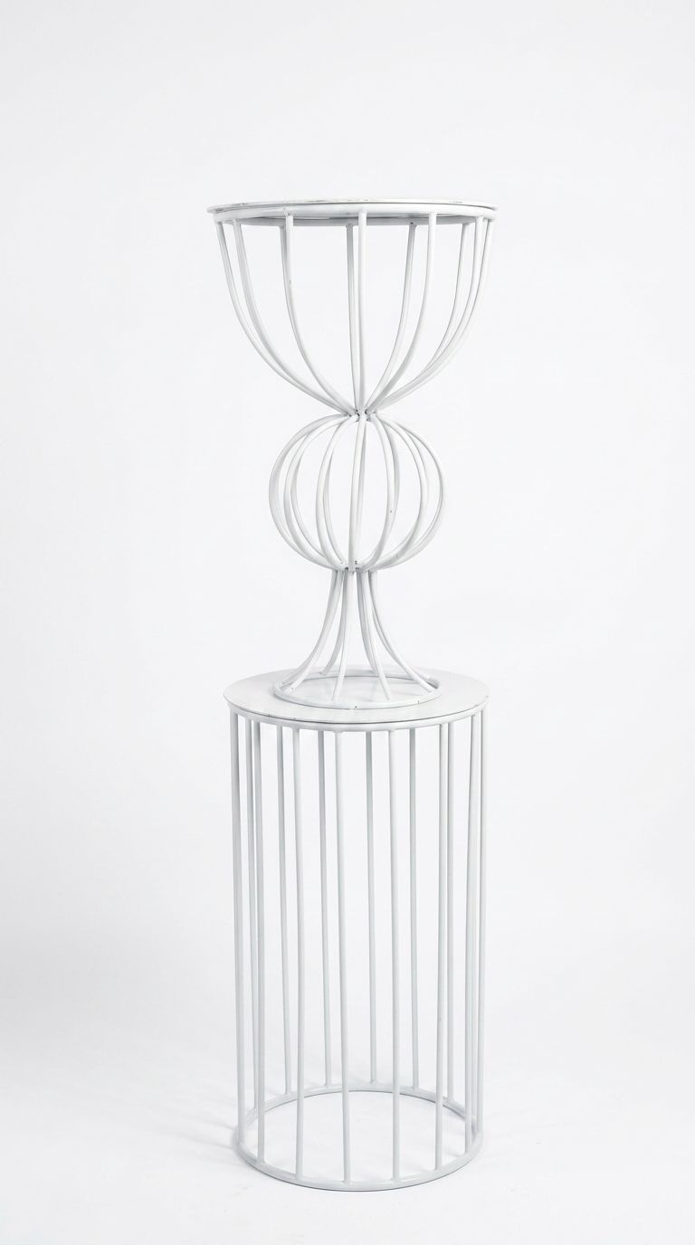 White Wire Goblet Pedestal Stand