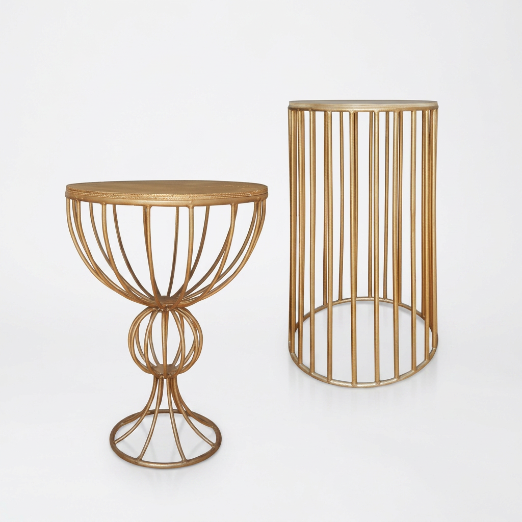 Gold Wire Pedestal Pair